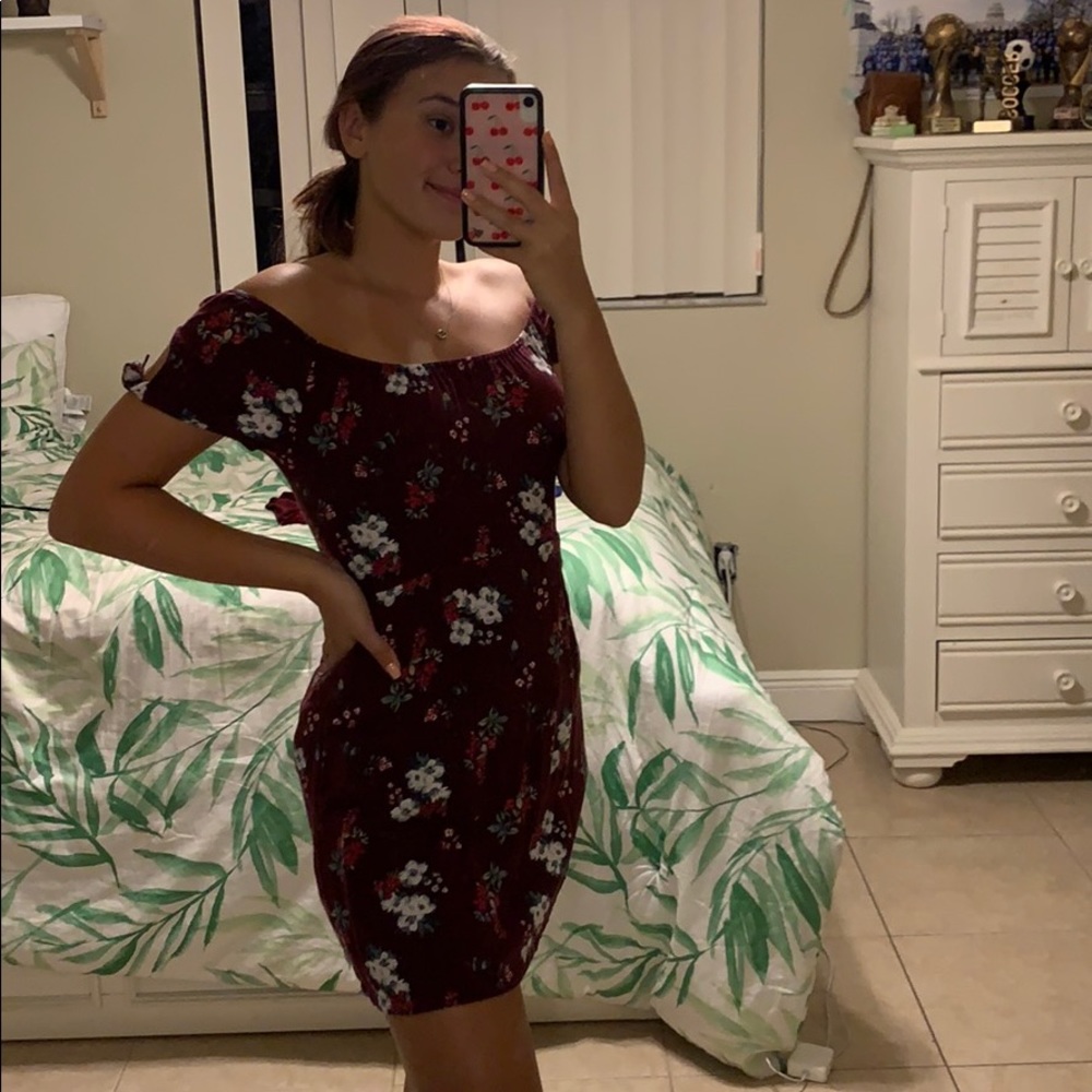 Burgundy floral dress